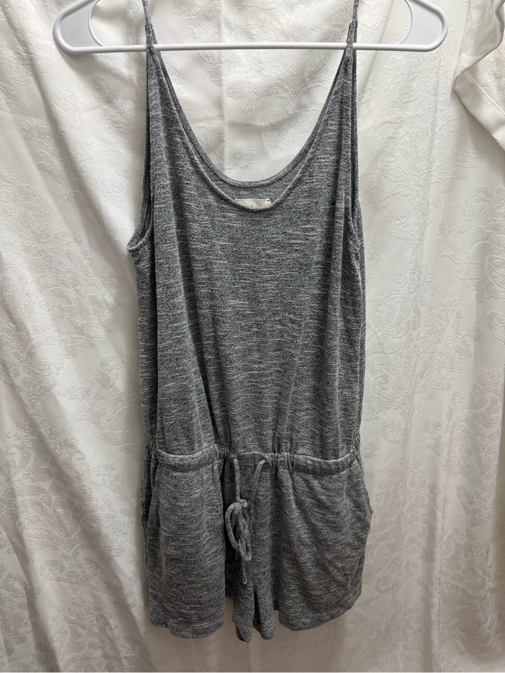 Lou & Grey Gray Sleeveless Knit Romper with Drawstring